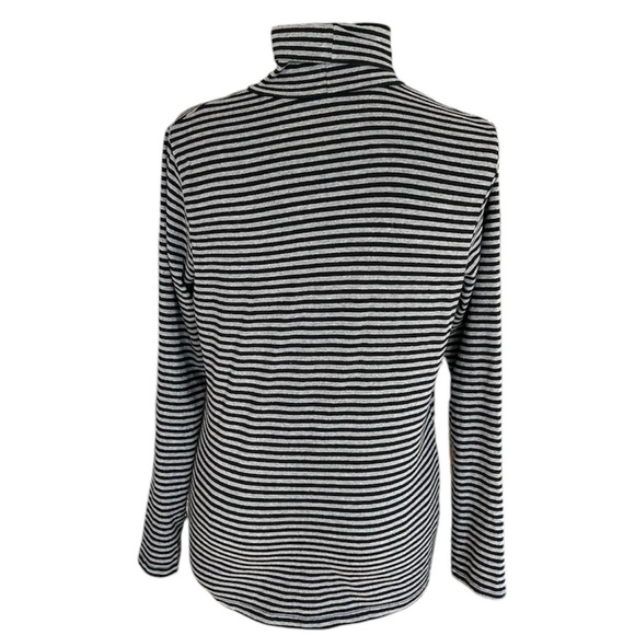 Eddie Bauer Black and White Striped Turtleneck Long Sleeve Top Size Large - Picture 2 of 4